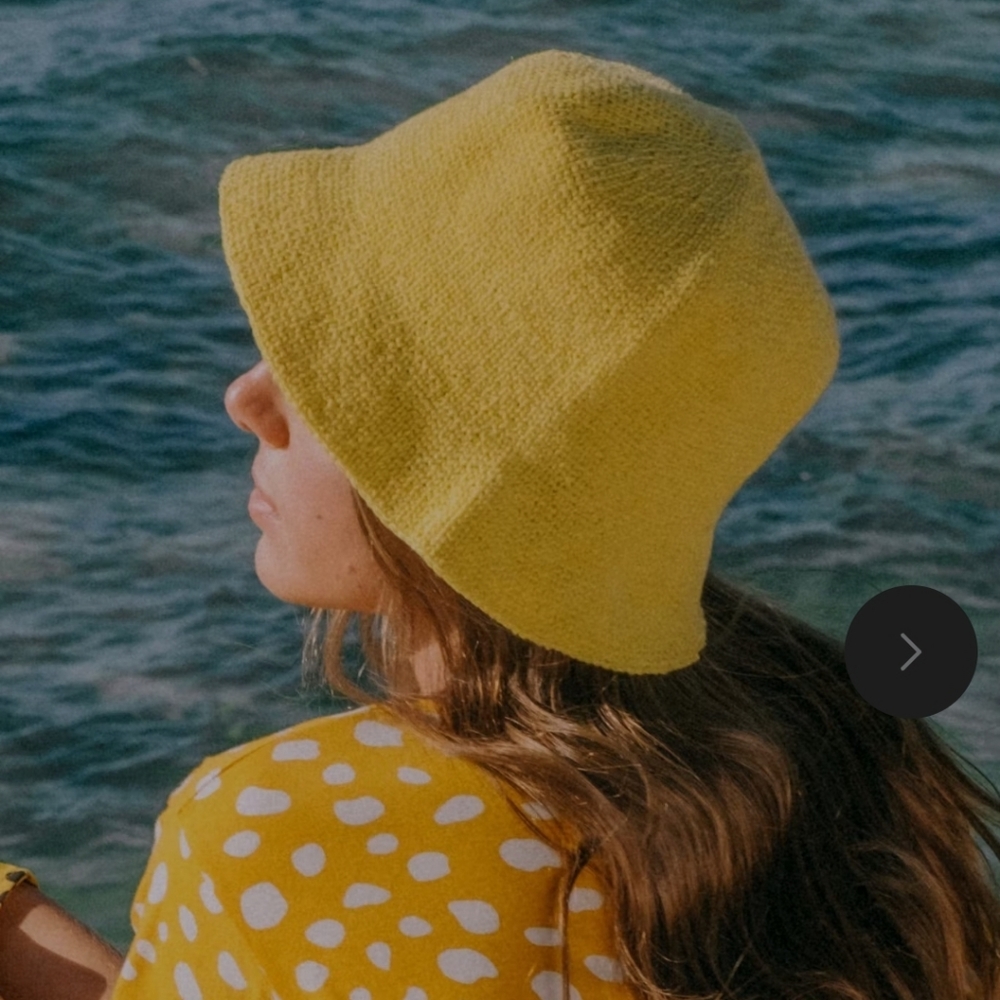 Brunna Florette Crochet Bucket Hat In Yellow